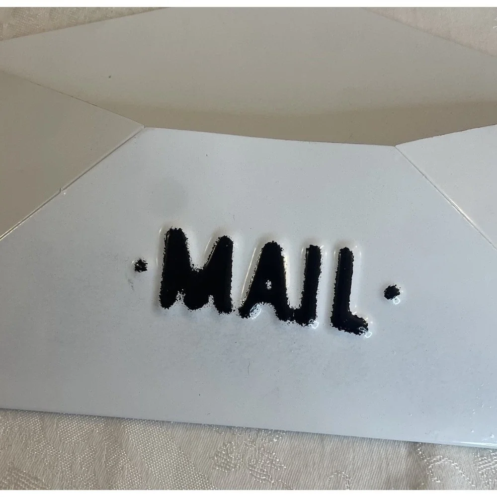 Barnyard Designs Enamel Metal‎ Mail Holder Wall Mount White Black 12